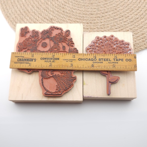 Hedgehog & Floral Stamp Wood Rubber‎ Mounted Penny Black 4065K 4304H flowers - Picture 3 of 7